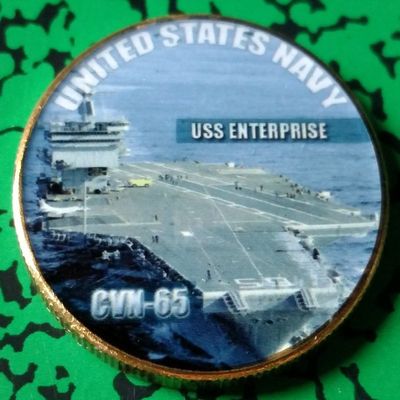 US Navy USS Enterprise CVN-65 Colorized Challenge Art Coin