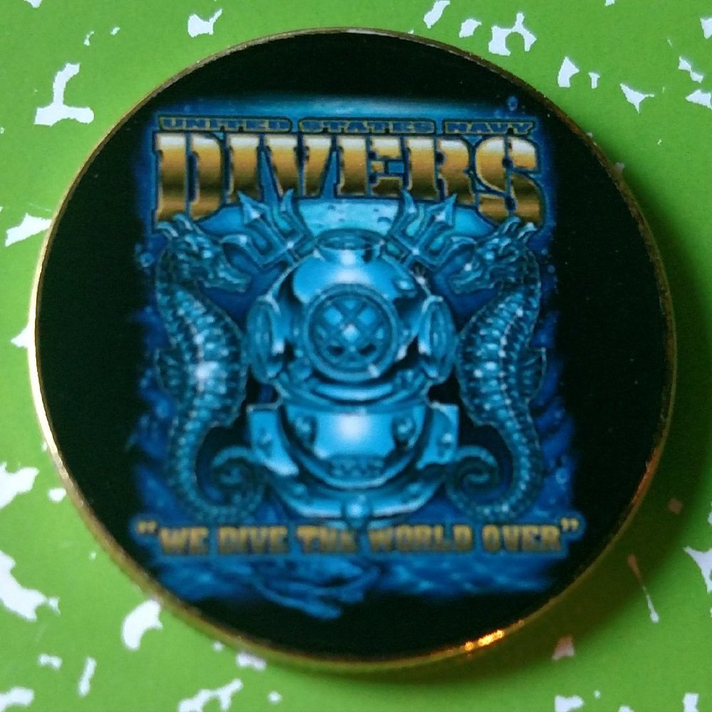 US Navy Divers "We Dive The World Over" Colorized Challenge Art Coin