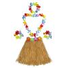 40cm Performance grass skirt with flowers bracelets headband necklace Hula set Gold view 1
