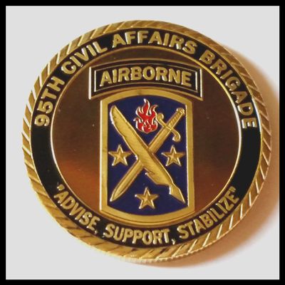 US Army 95th Civil Affairs Brigade Airborne - Advise, Support, Stabilize Colorized Challenge Art Coin
