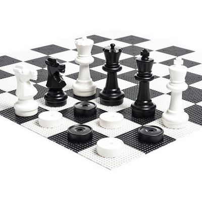 MEGACHESS Giant Chess Set - 25 inch King, with Giant Checkers Set and Giant Plastic Chess Board