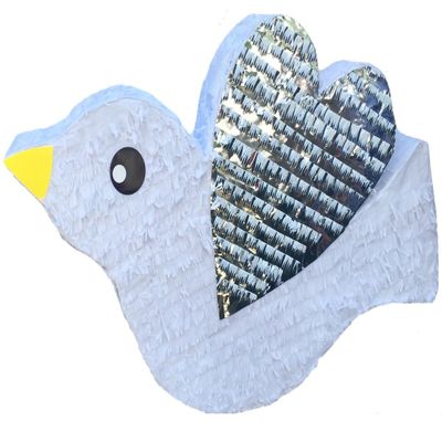 19" White Dove Pinata with Silver Wing Wedding Religious My Baptism My First Communion Bridal Shower Decoration Love Bird Easter Theme Party