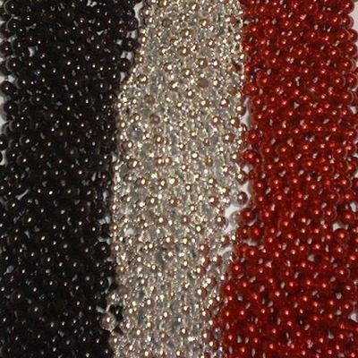 72 Red Silver Black Mardi Gras Gra Beads Necklaces Party Favors 6 Doz Lot Pirate