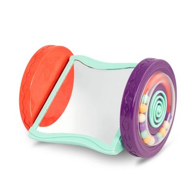 B. toys Baby Toys Mirror with Rolling Sensory Wheels Interactive Roly Poly Mirror for Tummy Time & Crawling Early Learning for Infant Development 0+ Months