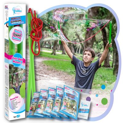 WOWMAZING Giant Bubbles Kit Plus Big Bubbles for Kids with a Large Bubble Wand and Bubble Mix (Makes 1.5 Gallon)
