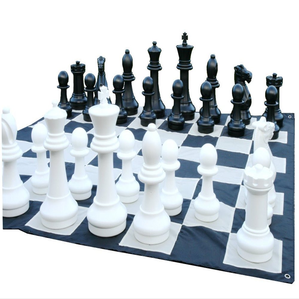 Chess House Giant Chess Pieces (16" King) with 5.5 Foot Nylon Chess Mat