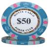 50 pcs Monte Carlo Poker Club 3-Tone Clay Composite 14 Gram Heavy Poker Chips by MRC (Teal $50) view 1