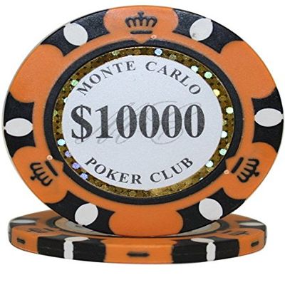 50 pcs Monte Carlo Poker Club 3-Tone Clay Composite 14 Gram Heavy Poker Chips by MRC (Brown $10000)