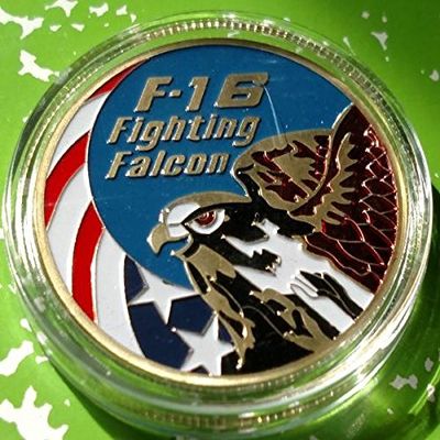 USAF Air Force F-16 Fighting Falcon Jet Colorized Gold Plated Military Challenge Art Coin