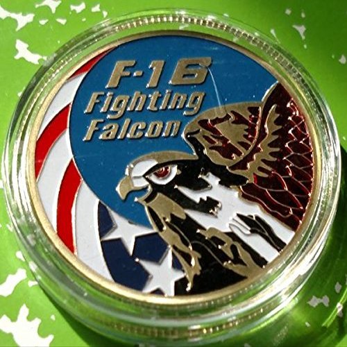 USAF Air Force F-16 Fighting Falcon Jet Colorized Gold Plated Military Challenge Art Coin