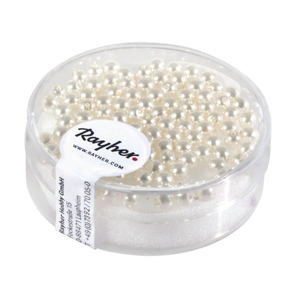14399102 - RAYHER - 14399102 - Renaissance Glaswachsperlen,  3 mm, Dose 95 Stck, wei