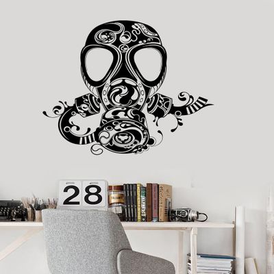 Wallstickers4you Vinyl Wall Decal Gas Mask Teen Room Kids Boy Pattern Stickers (ig2933) Black