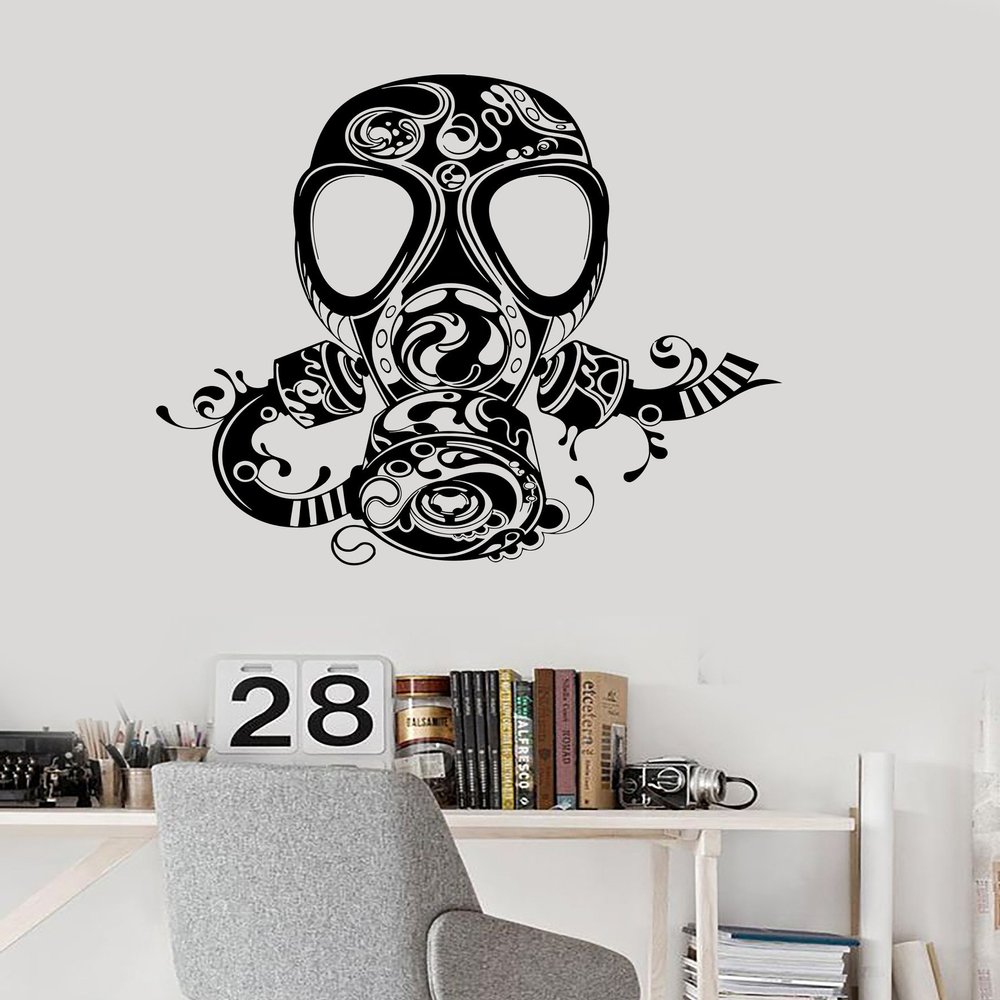 Wallstickers4you Vinyl Wall Decal Gas Mask Teen Room Kids Boy Pattern Stickers (ig2933) Black