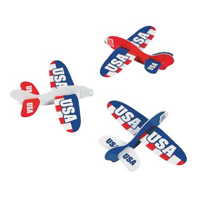 Fun Express USA Foam Gliders, 6.5"x5.5" - Fun, Lightweight Flying Toys for Fourth of July Celebrations Perfect for Parties & Outdoor Fun - Bulk 48 Pack