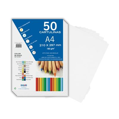 Dohe Pack of 50 Pieces of Card, A4 White