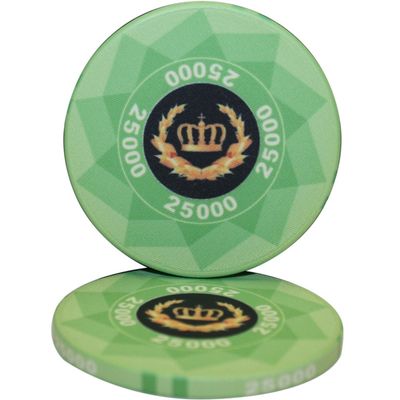 Laurel Crown Ceramic Poker Chips by MRC- Pack of 50 (Light Green $25,000)