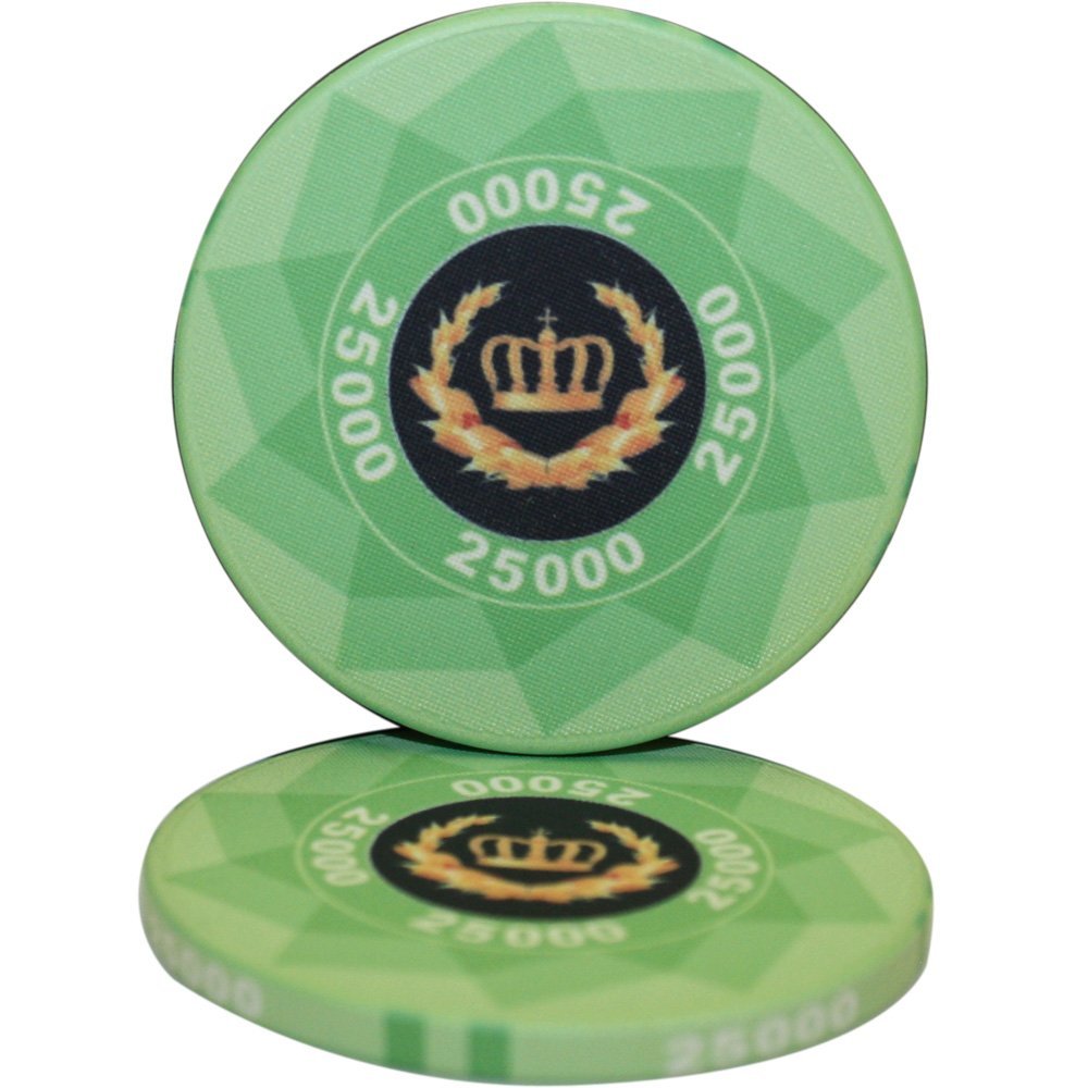 Laurel Crown Ceramic Poker Chips by MRC- Pack of 50 (Light Green $25,000)