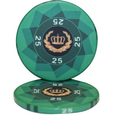 Laurel Crown Ceramic Poker Chips by MRC- Pack of 50 (Green $25)