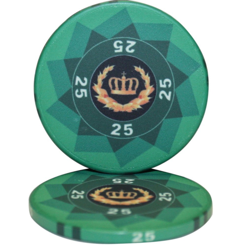 Laurel Crown Ceramic Poker Chips by MRC- Pack of 50 (Green $25)