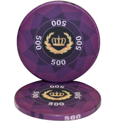 Laurel Crown Ceramic Poker Chips by MRC- Pack of 50 (Purple $500)