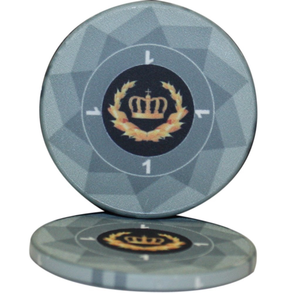 MRC Laurel Crown Ceramic Poker Chips Pack of 50 (Grey $1)