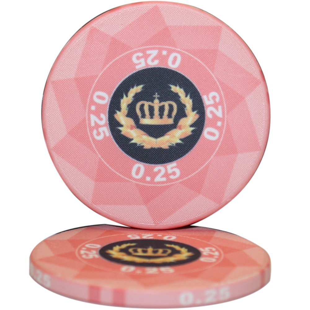 Laurel Crown Ceramic Poker Chips by MRC- Pack of 50 (Light Pink $0.25)