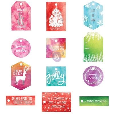Prima Marketing Watercolor Resist Tags-Sweet Peppermint