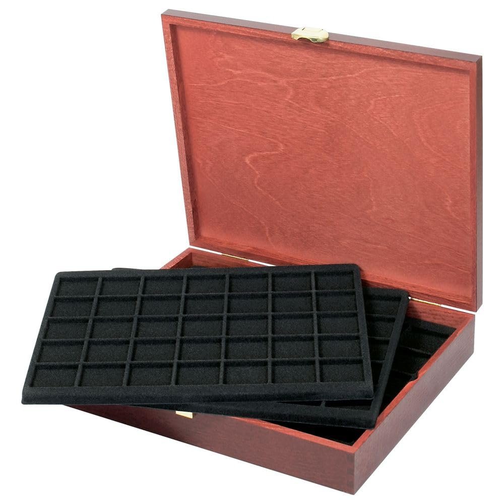 Lindner S2495-S2135CE LINDNER Authentic wood case CARUS for 175 coins/coin capsules up to 36 mm, e.g. for 10 or 20 EURO silver coins GERMANY - SPECIAL EDITION