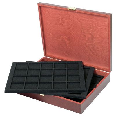 Lindner S2495-S2120CE LINDNER Authentic wood case CARUS for 100 coins/coin capsules up to 47 mm - SPECIAL EDITION