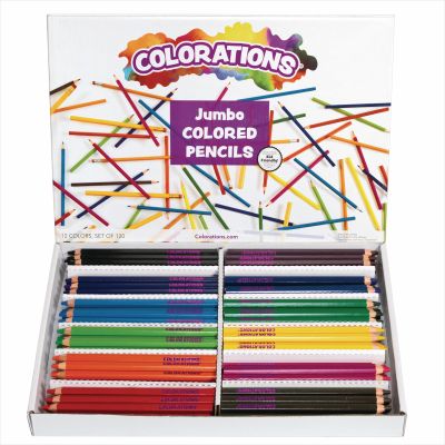 Colorations Jumbo Colored Pencils, Larger and Hexangonal Shaped for easy gripping, Set of 120 Pencils, 12 Colors, Kids Coloring Pencils, Sustainably Harvested Wood, Home or School Supplies