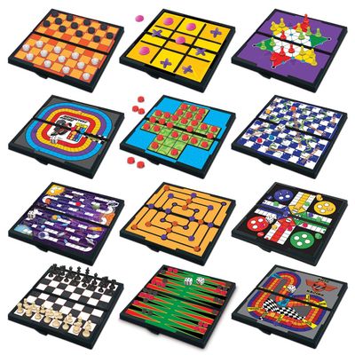 Gamie Magnetic Board Travel Games for Kids, Includes 12 Retro Fun Games - 5" Compact Design, Individually Boxed Travel Essentials for Kids Road Trip/Airplane/Camping, Stocking Stuffers for All Ages