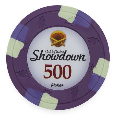 Claysmith Gaming Pack of 50 Showdown Poker Chips, Heavyweight 13.5-gram Clay Composite (500 Purple)