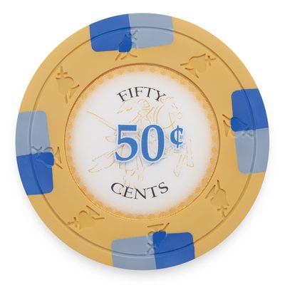 Claysmith Gaming Pack of 50 Poker Knights Poker Chips, Heavyweight 13.5-gram Clay Composite (0.50 Orange)