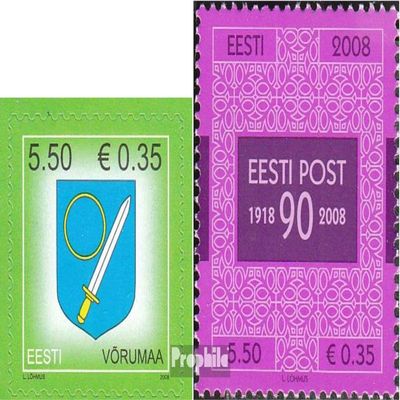 Estonia 625,626 (Complete.Issue.) unmounted Mint/Never hinged ** MNH 2008 Crest, Post (Stamps for Collectors) Flags/Coats of Arms/Maps