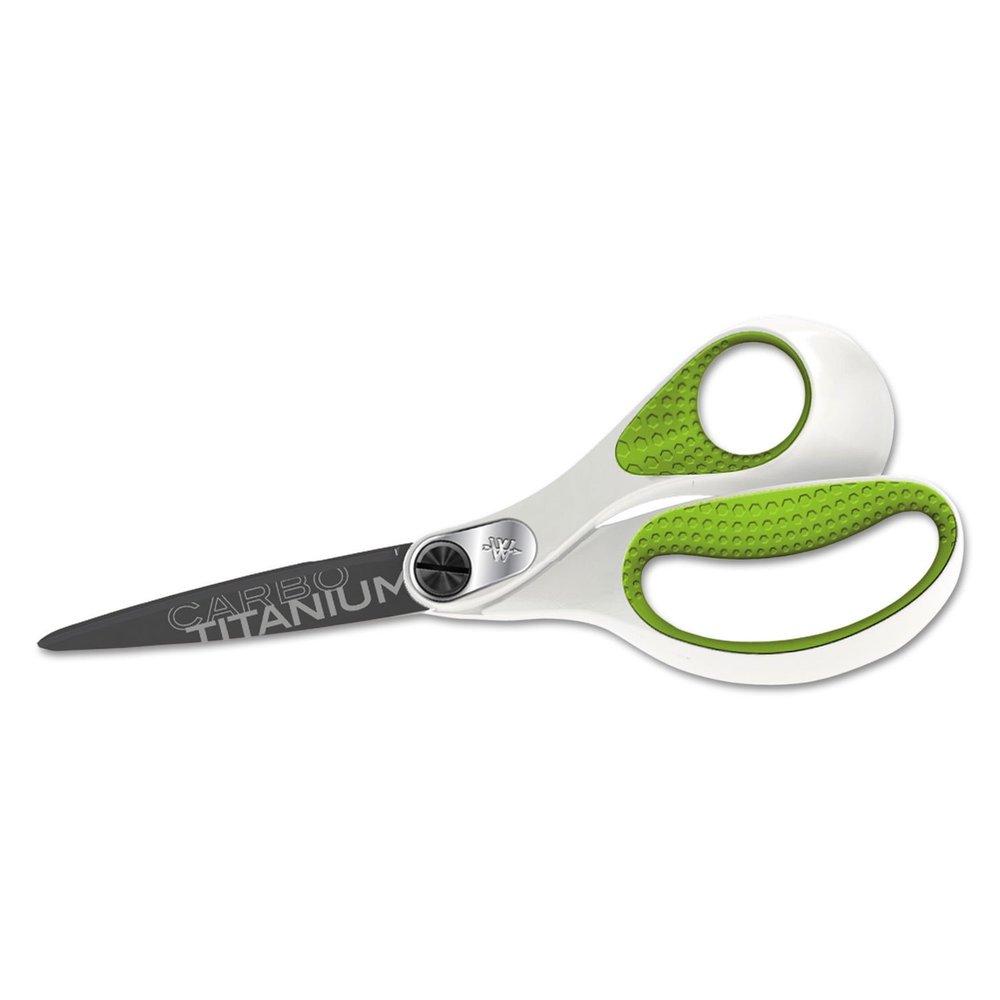 Acme United 16447 Carbo Titanium Bonded Scissors 8-Inch Long Straight Handle White/Green