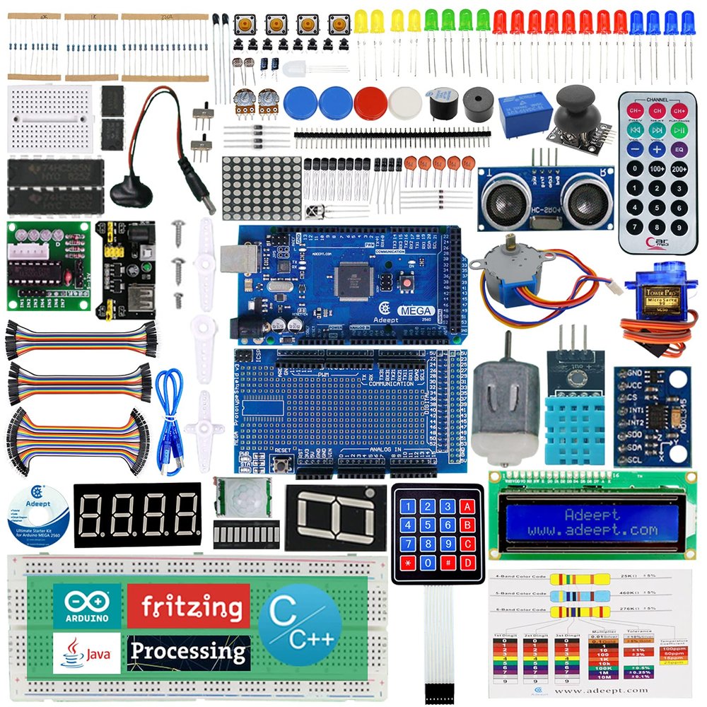 Adeept Ultimate Starter Kit Compatible with Arduino IDE Mega 2560 LCD 1602, Stepper Motor, ADXL345, Learning Kit with PDF Guidebook