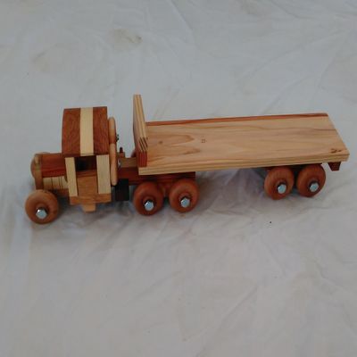 Handmade Wooden 1930's Flat Bed Toy Truck