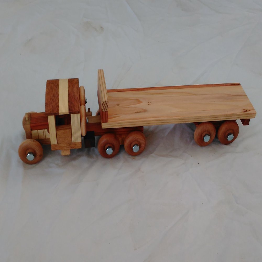 Handmade Wooden 1930's Flat Bed Toy Truck