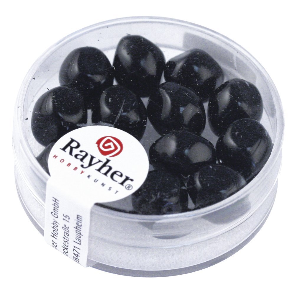 14409576 - RAYHER - 14409576 - Renaissance-Perle, 9 mm , Dose 13 Stck, schwarz