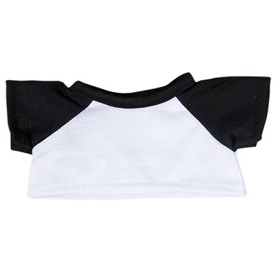 White Tee w/Black Sleeve Fits Most 8"-10" Webkinz, Shining Star and 8"-10" Make Your Own Stuffed Animals and
