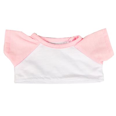 White Tee w/Light Pink Sleeve Fits Most 8"-10" Webkinz, Shining Star and 8"-10" Make Your Own Stuffed Animals and