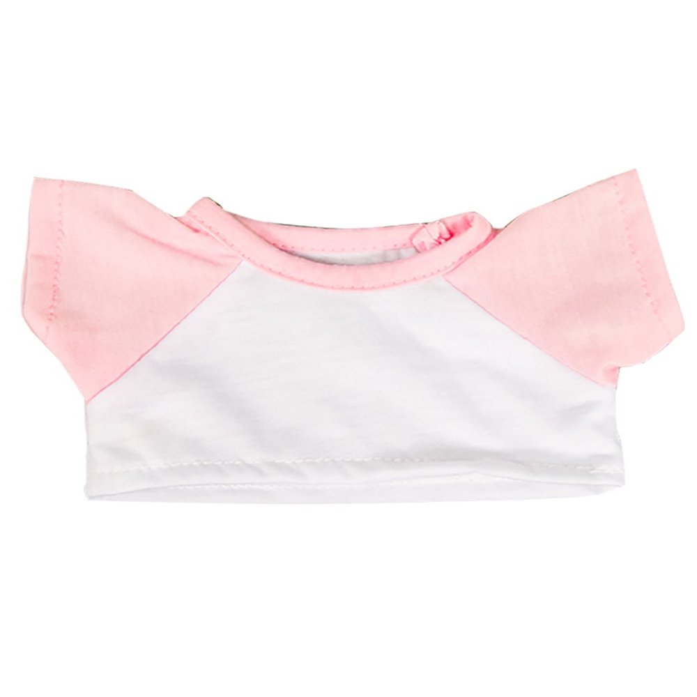 White Tee w/Light Pink Sleeve Fits Most 8"-10" Webkinz, Shining Star and 8"-10" Make Your Own Stuffed Animals and