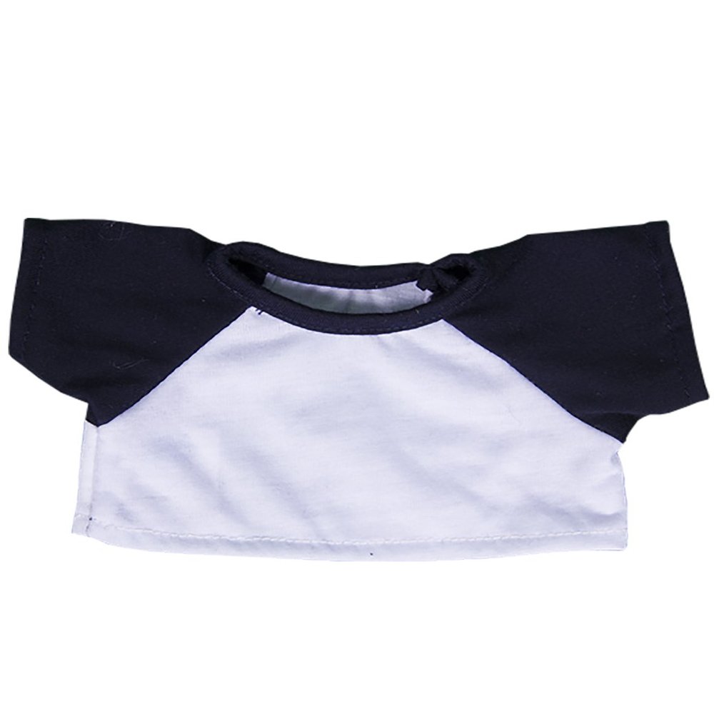 White Tee w/Navy Blue Sleeves Fits Most 8"-10" Webkinz, Shining Star and 8"-10" Make Your Own Stuffed Animals and