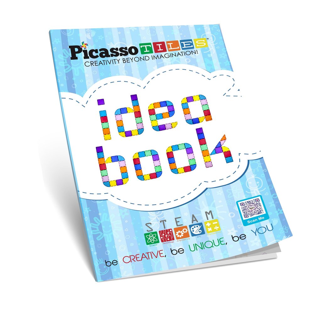 PicassoTiles Magnetic Tile Building Idea Book 230 Pages Illustrated Design Guide with 300 Creative Builds for Kids STEM Learning Creativity and Brain Development Educational Toy Ages 3 Plus PTIDEABOOK
