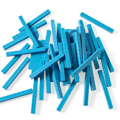 hand2mind Blue Plastic Base Ten Blocks Rods Set, Place Value Blocks, Counting Cubes, Base 10 Math Manipulatives, Teacher Supplies for Math Classroom, Montessori Math Materials (Set of 50)