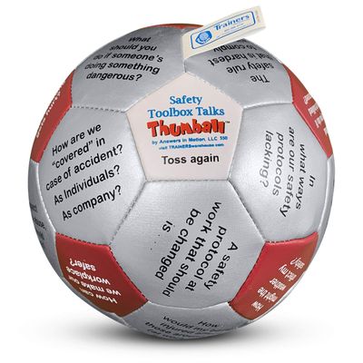 Trainers Warehouse Toolbox Talks Safety Thumball Teambuilding Tool - 6" Red Icebreaker Game | Team Building Activity - Ensure Safe Workplaces | 32 Conversation Prompts