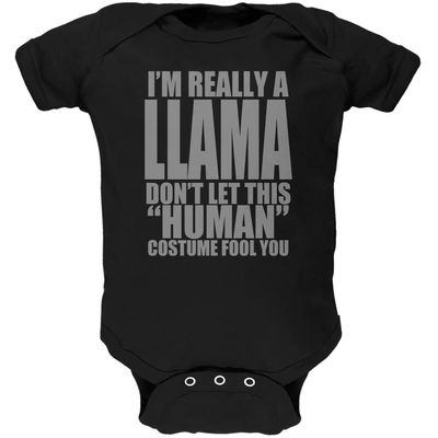 Animal World Halloween Human Llama Costume Soft Baby One Piece Black 0-3 M