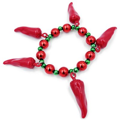 BBD Hot Chili Red & Green Pepper Bracelet Halloween Mardi Gras Cajun Carnival Festival New Orleans