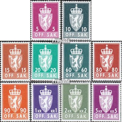 Norway D68y-D85y (Complete.Issue.) (10 Values) unmounted Mint/Never hinged ** MNH 1969 Service Marks (Stamps for Collectors)