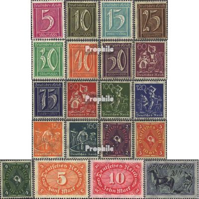 German Empire 177-196 (Complete.Issue.), with Watermark 2 (Waffles) unmounted Mint/Never hinged ** MNH 1921 Numbers and Workers (Stamps for Collectors)